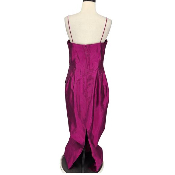 Vintage 80s Marisa Baratelli Thai Silk Iridescent Formal Dress Fuchsia Pink SZ 8 - Picture 4 of 14